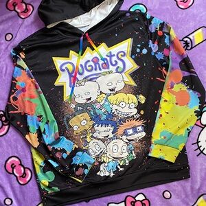Rugrats ✨ Vibrant Men’s Rainbow Splatter Hoodie size XL